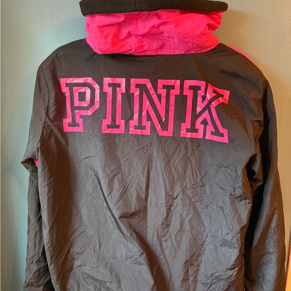PINK Victoria's Secret by Victoria's Secret Black & Hot Pink cowl neck Jacket